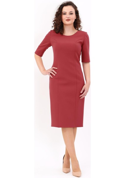 Kokteyl Kısa Kol Elbise-Kiremit modelleri