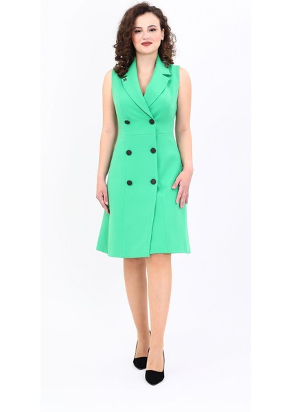 Erkek Yaka Belden Kesik Kuruvaze Elbise-Yeşil fırsatları