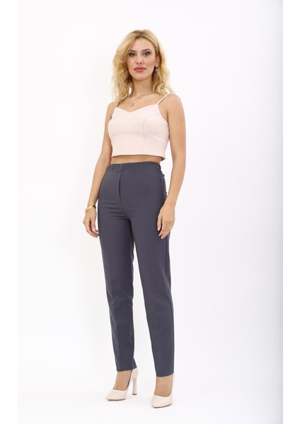 Lastikli Dar Paça Pantolon-Füme indirimleri