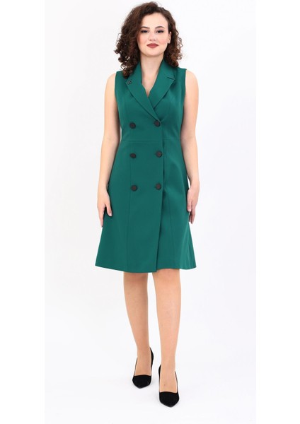 Erkek Yaka Belden Kesik Kuruvaze Elbise-Zümrüt fırsatları