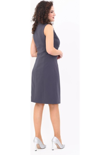 Erkek Yaka Kuruvaze Elbise-Füme fiyatları