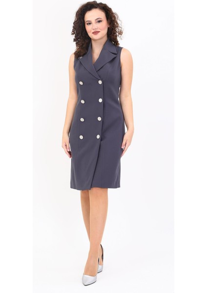 Erkek Yaka Kuruvaze Elbise-Füme modelleri