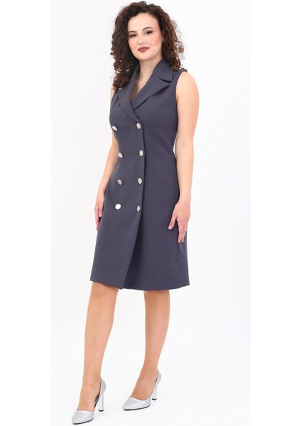 Erkek Yaka Kuruvaze Elbise-Füme fırsatları