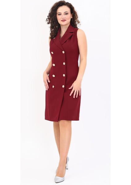 Erkek Yaka Kuruvaze Elbise-Bordo