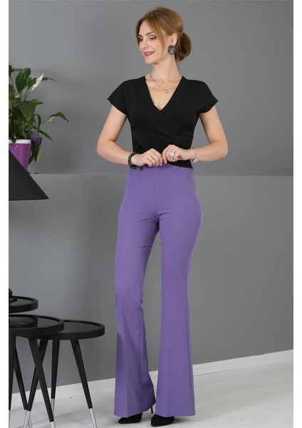 Ispanyol Paça Pantolon-Lila