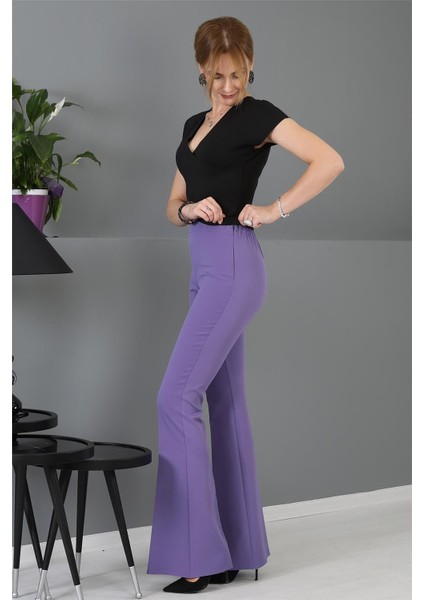 Ispanyol Paça Pantolon-Lila modelleri