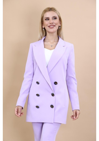 Erkek Yaka Kuruvaze Uzun Ceket-Menekşe