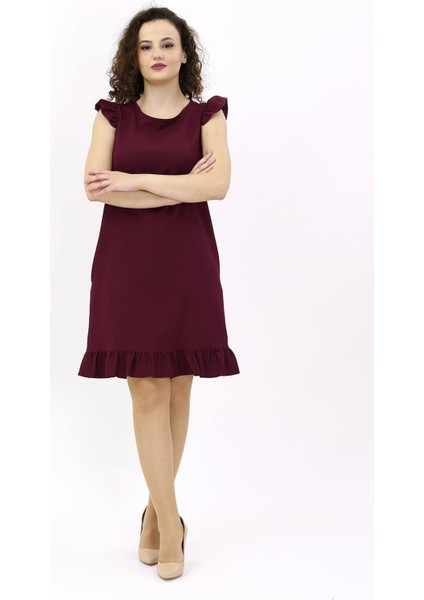 Fırfırlı Elbise-Bordo modelleri