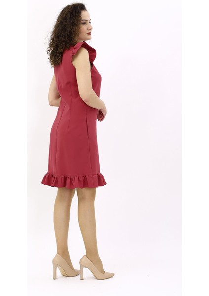 Fırfırlı Elbise-Kiremit fiyatları