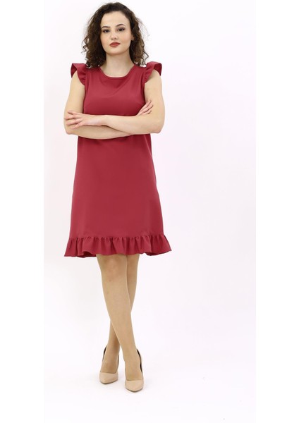 Fırfırlı Elbise-Kiremit modelleri