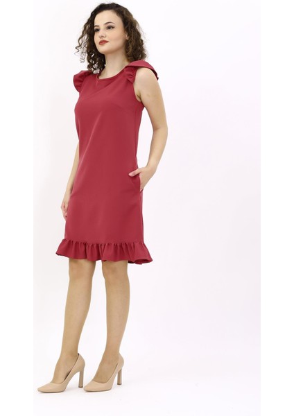 Fırfırlı Elbise-Kiremit fırsatları