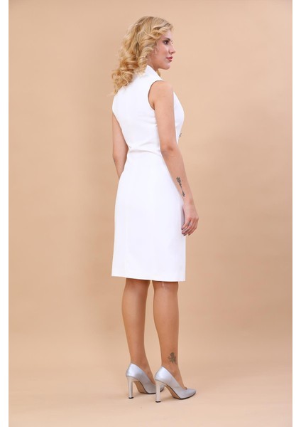 Erkek Yaka Kuruvaze Elbise-Beyaz fiyatları