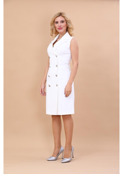 Erkek Yaka Kuruvaze Elbise-Beyaz modelleri