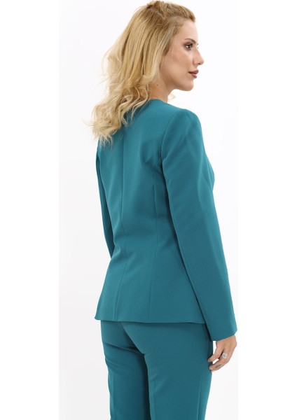 V Yaka Boydan Kuplu Kılasik Ceket-Petrol fırsatları