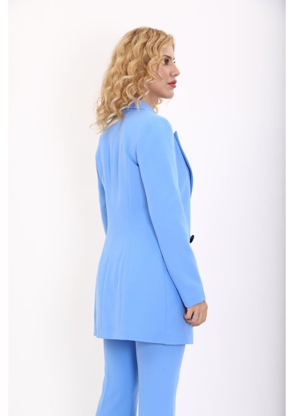 Erkek Yaka Kuruvaze Uzun Ceket-Gökyüzü fırsatları