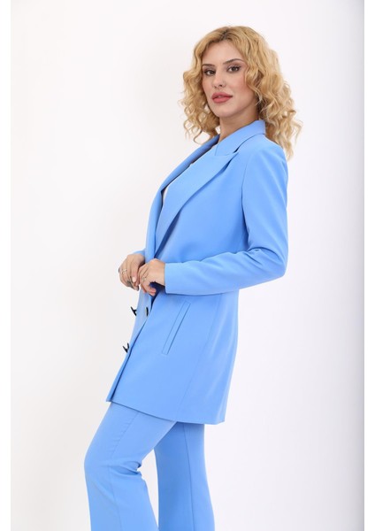 Erkek Yaka Kuruvaze Uzun Ceket-Gökyüzü indirimleri