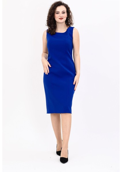 Kokteyl Sıfır Kol Elbise-Saks