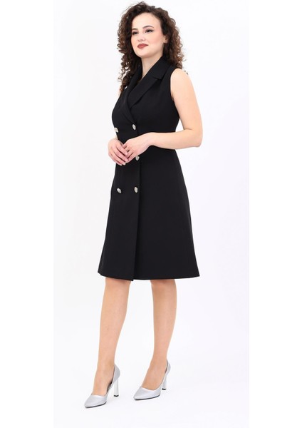 Erkek Yaka Belden Kesik Kuruvaze Elbise-Siyah fırsatları