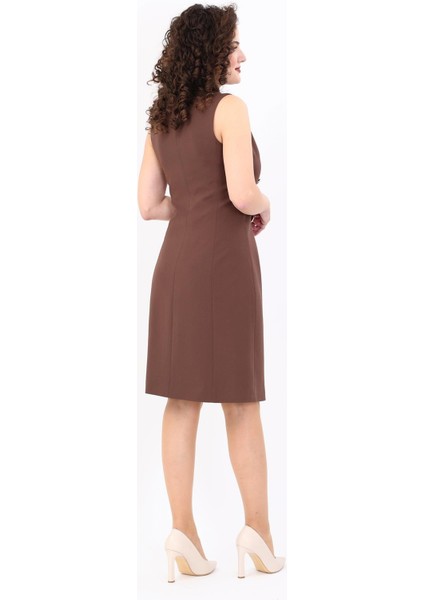 Erkek Yaka Kuruvaze Elbise-Kestane fırsatları