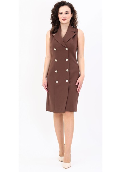 Erkek Yaka Kuruvaze Elbise-Kestane indirimleri