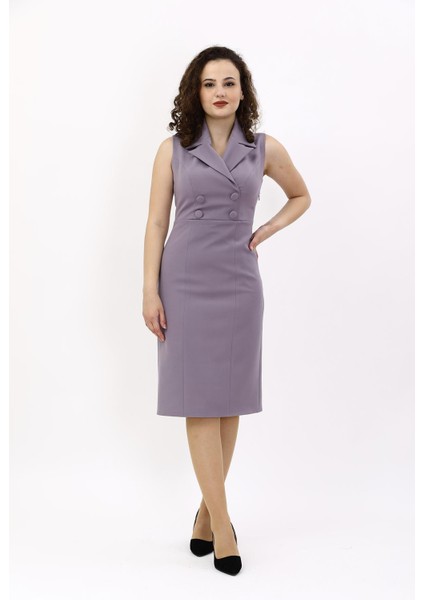 Erkek Yaka Yandan Fermuarlı Elbise-Antrasit