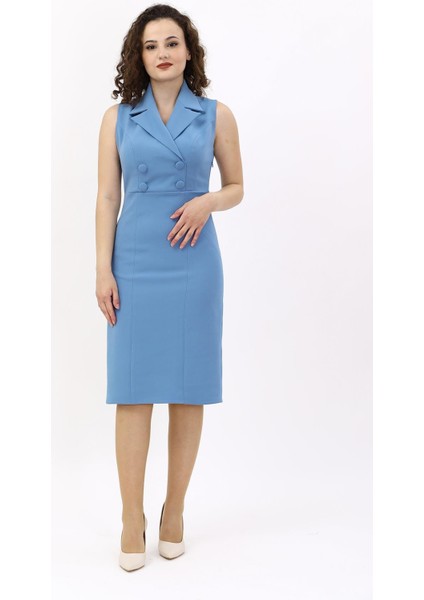 Erkek Yaka Yandan Fermuarlı Elbise-Deniz modelleri