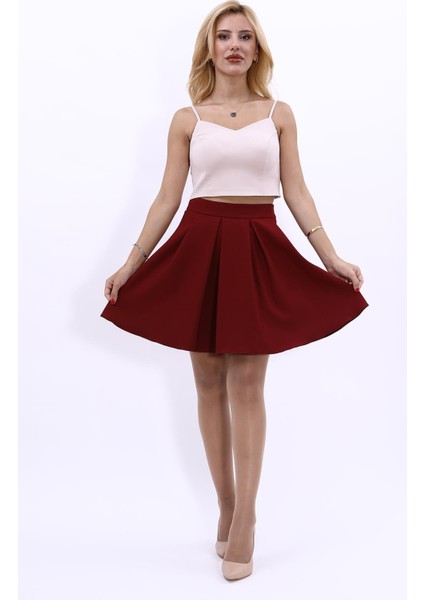 Kısa Kloş Etek-Bordo