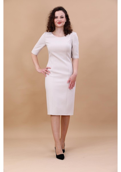 Kokteyl Kısa Kol Elbise-Gri