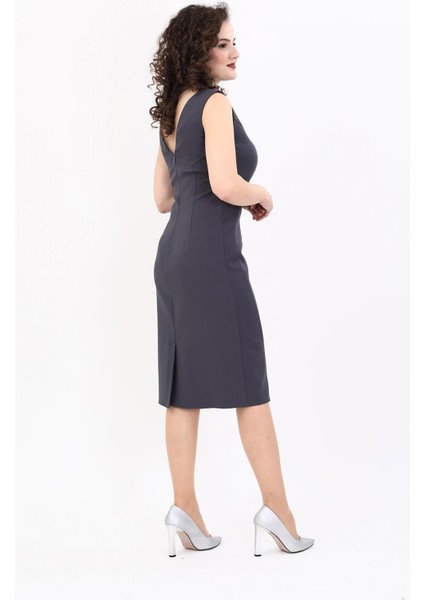 Kokteyl Sıfır Kol Elbise-Füme fiyatları