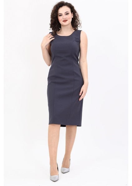 Kokteyl Sıfır Kol Elbise-Füme modelleri