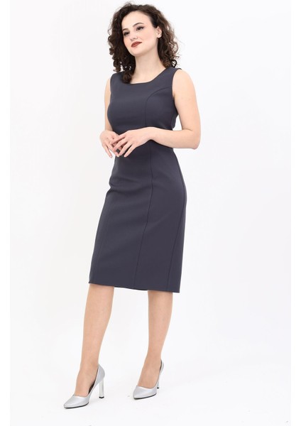 Kokteyl Sıfır Kol Elbise-Füme fırsatları