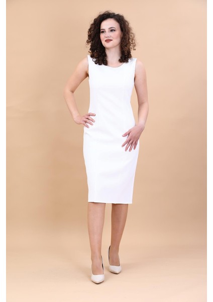 Kokteyl Sıfır Kol Elbise-Beyaz modelleri