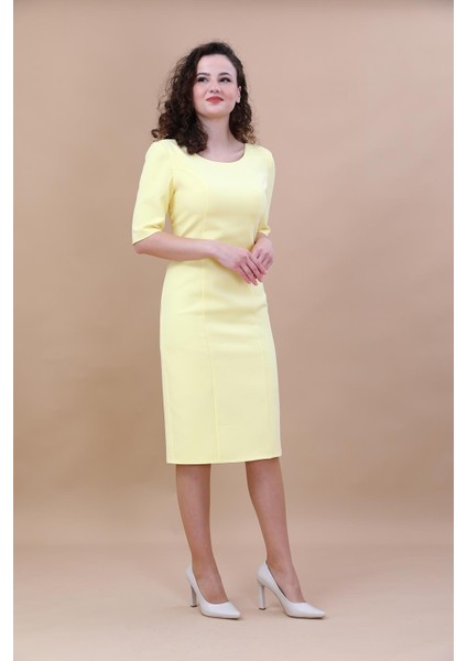 Kokteyl Kısa Kol Elbise-Sarı modelleri