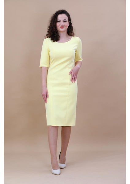 Kokteyl Kısa Kol Elbise-Sarı fırsatları