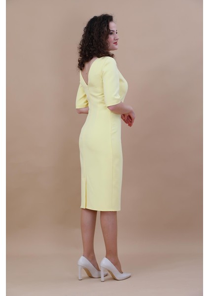 Kokteyl Kısa Kol Elbise-Sarı indirimleri