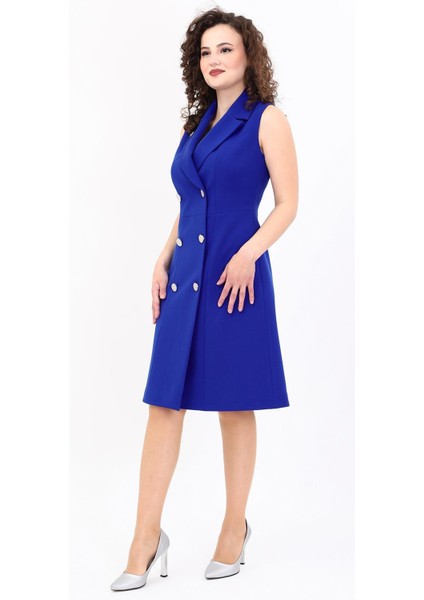 Erkek Yaka Belden Kesik Kuruvaze Elbise-Saks modelleri