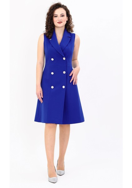 Erkek Yaka Belden Kesik Kuruvaze Elbise-Saks indirimleri