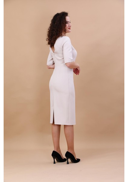 Kokteyl Kısa Kol Elbise-Gri fiyatları