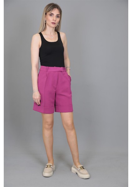 Duble Paça Şort-Fuşya