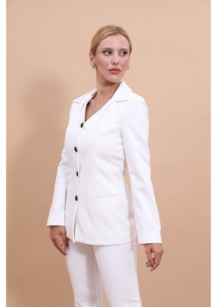 Erkek Yaka Yelek Ceket-Beyaz fırsatları