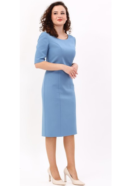 Kokteyl Kısa Kol Elbise-Deniz