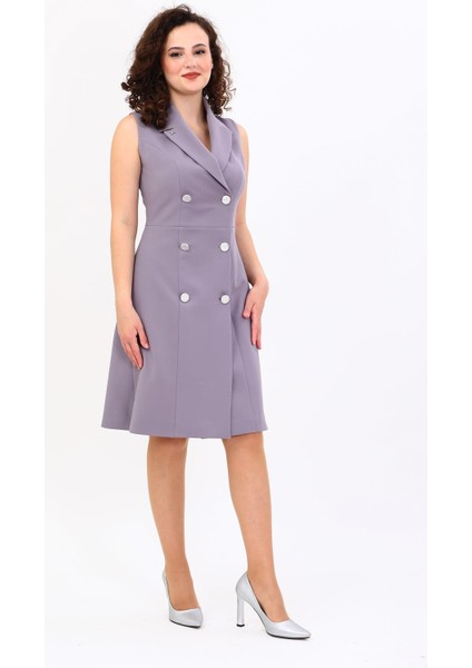 Erkek Yaka Belden Kesik Kuruvaze Elbise-Antrasit