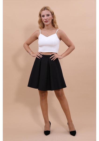 Kısa Kloş Etek-Siyah