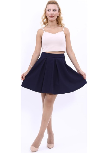 Kısa Kloş Etek-Lacivert