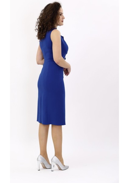 Erkek Yaka Yandan Fermuarlı Elbise-Saks fiyatları