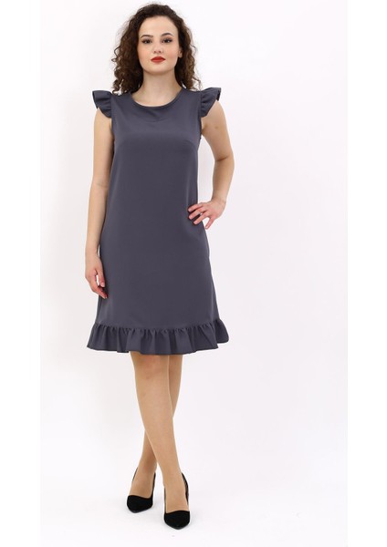 Fırfırlı Elbise-Füme