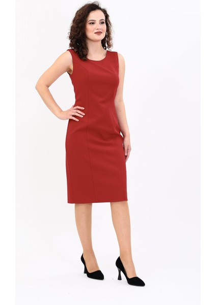 Kokteyl Sıfır Kol Elbise-Kırmızı indirimleri