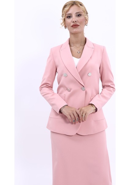 Erkek Yaka Torba Cepli Klasik Ceket-Pudra