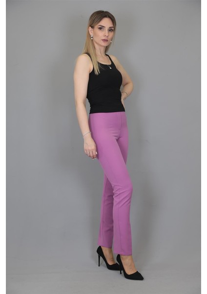 Lastikli Dar Paça Pantolon-Leylak fiyatları