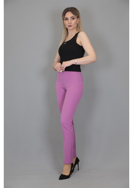 Lastikli Dar Paça Pantolon-Leylak fırsatları